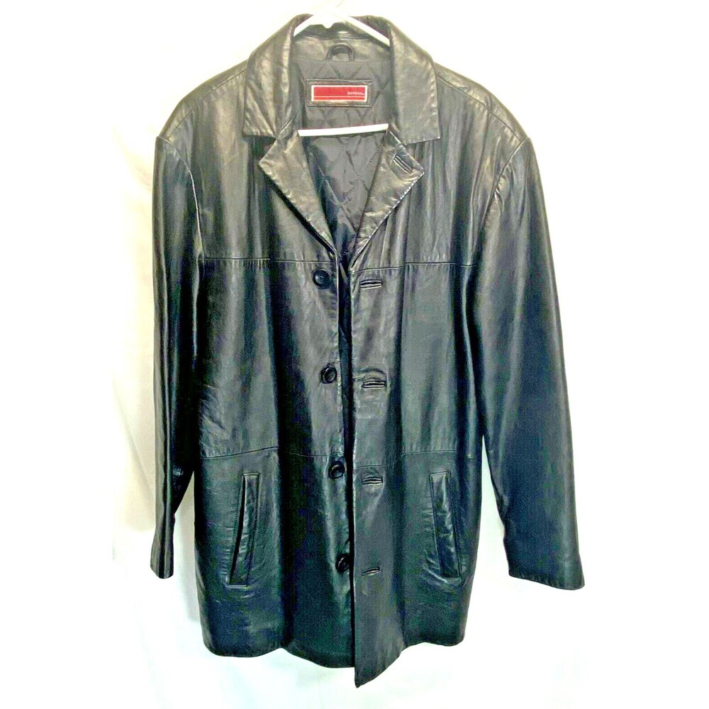 Merona Men's Genuine Leather Jacket Size 44 Chest x 36.5 Sleeve and Length 33"